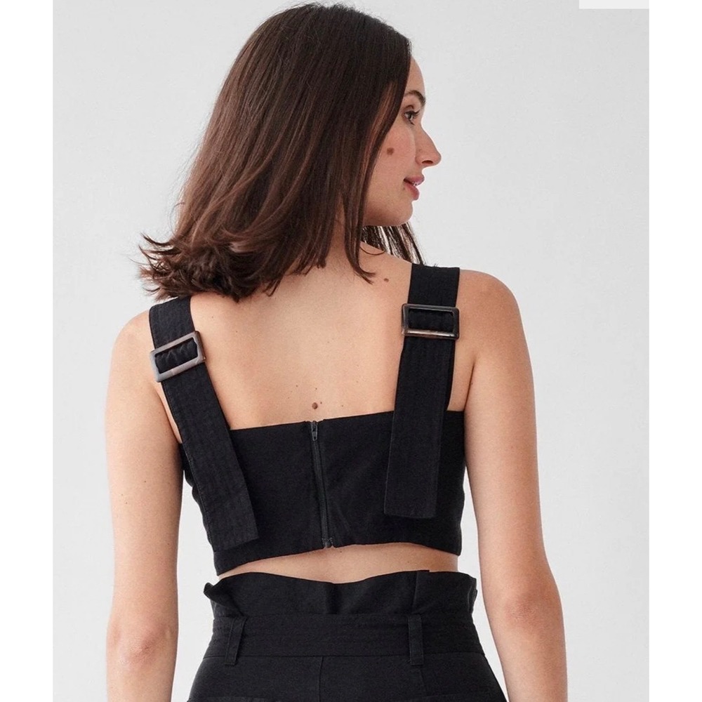 DL1961 Womens Black Linen Blend Buckle Strap Crop Top Size M Boho Festival Indie